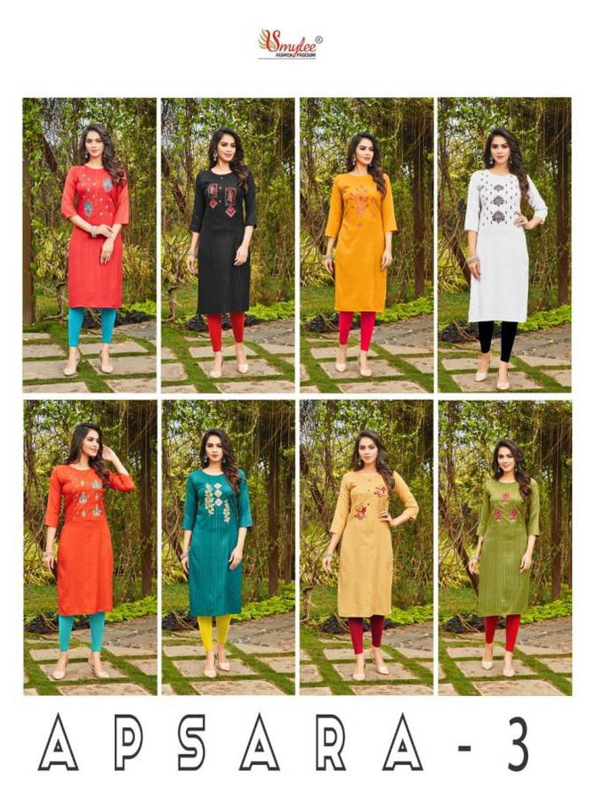 Smylee Apsara 3 Ethnic Wear Rayon Embroidery Designer Latest Kurti Collection